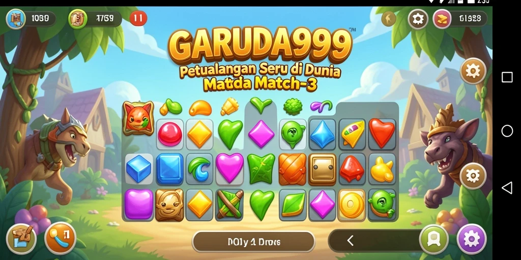 Screenshot gameplay GARUDA999, menampilkan keseruan mencocokkan elemen.