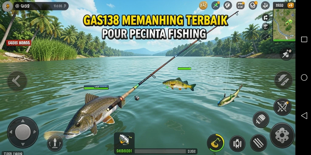 Gameplay GAS138 yang menampilkan momen seru saat memancing.