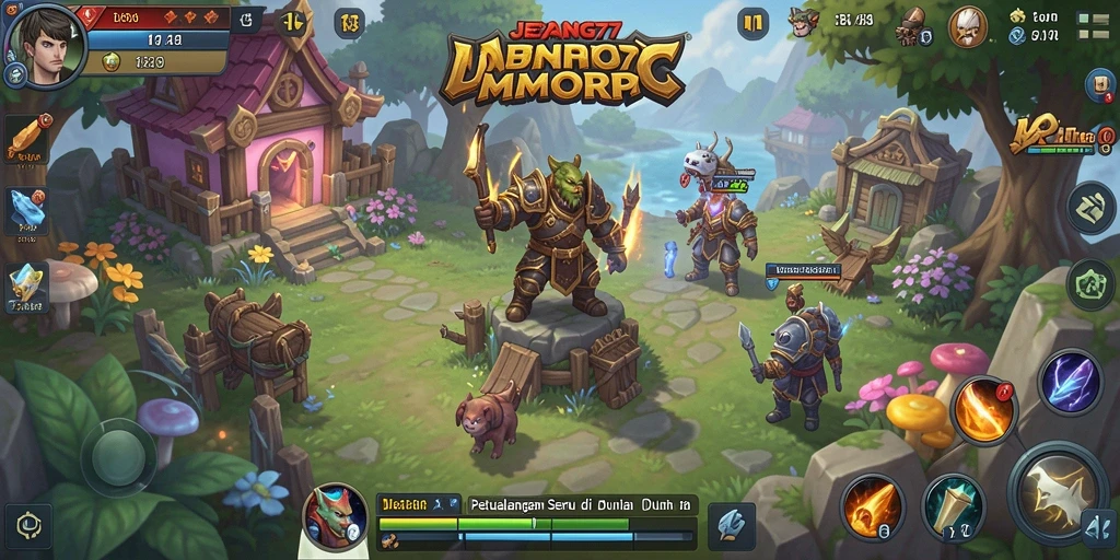 Screenshot dari gameplay JEPANG77 yang menunjukkan pertarungan seru di dunia MMORPG.