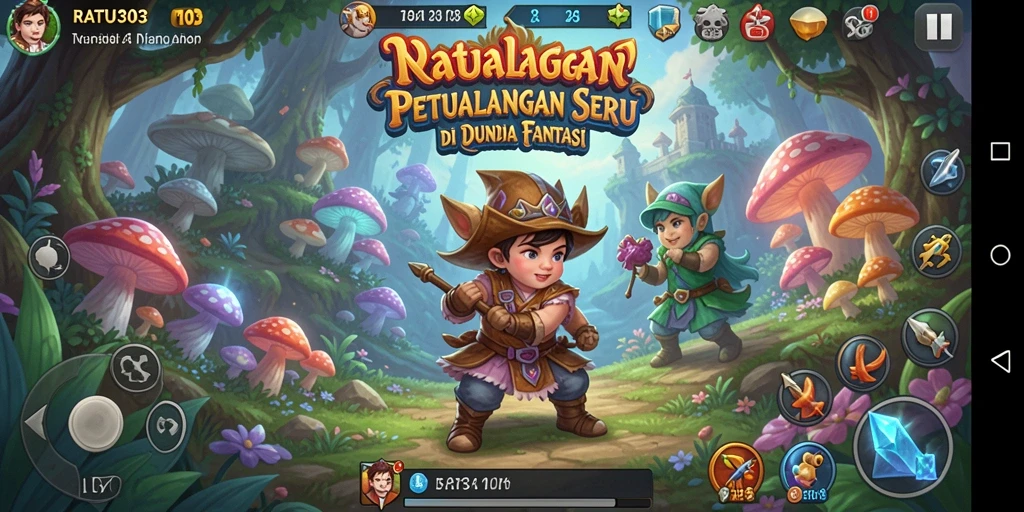 Tangkapan layar utama menampilkan aksi seru dalam dunia petualangan.