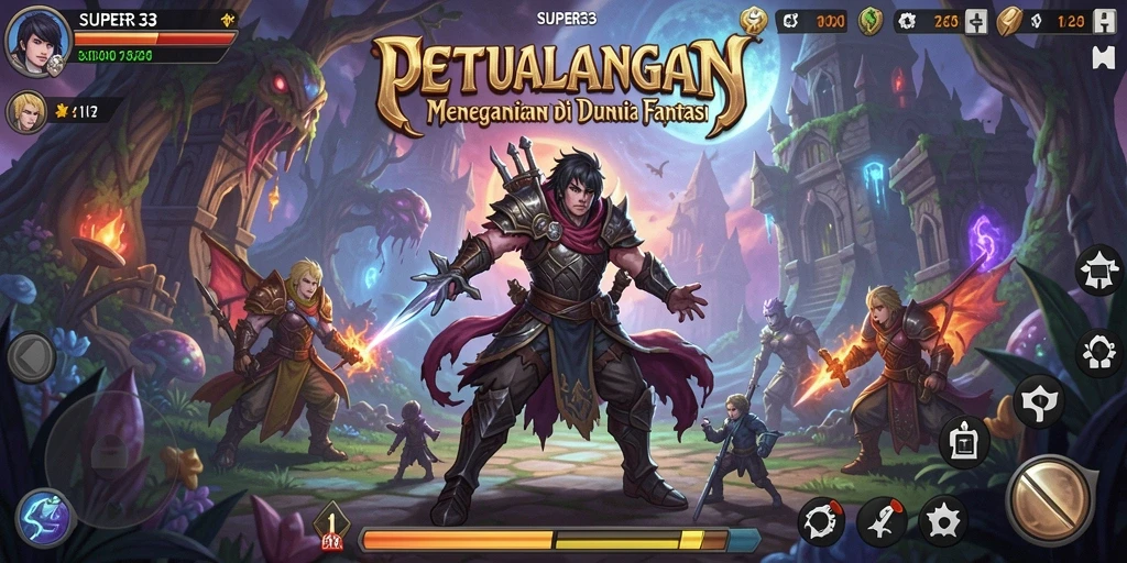 Tangkapan layar gameplay SUPER33 yang menampilkan petualangan mendebarkan.